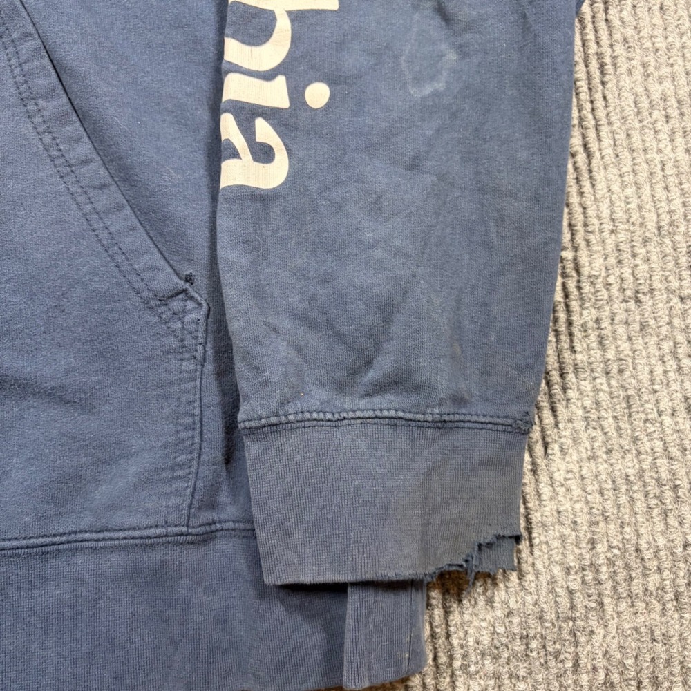 Columbia Hoodie Mens XL Blue Logo Sleeve Pullover Sweatshirt Pocket Distressed - Picture 10 of 11